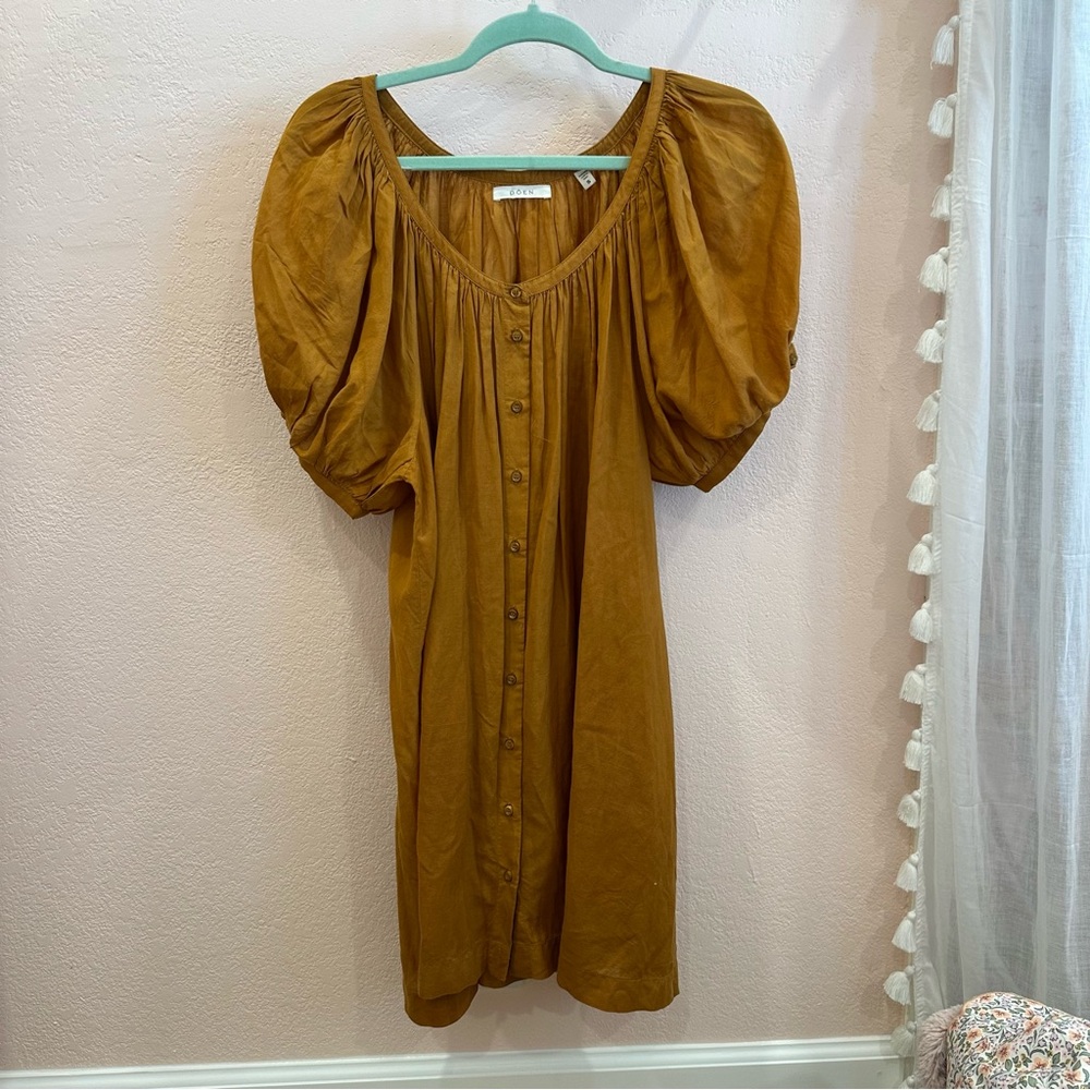 Doen Rust Orange Puff Sleeve Dress